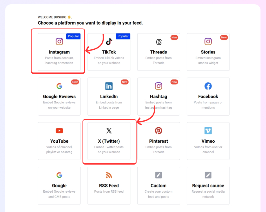adding hashtag sources inside embedsocial