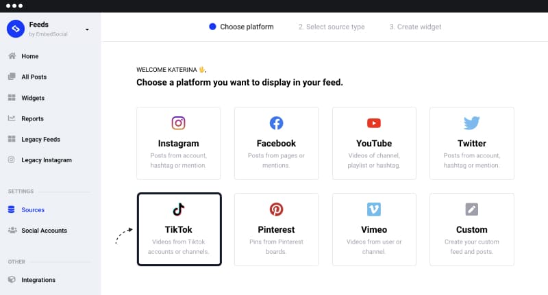 Choose TikTok as a source