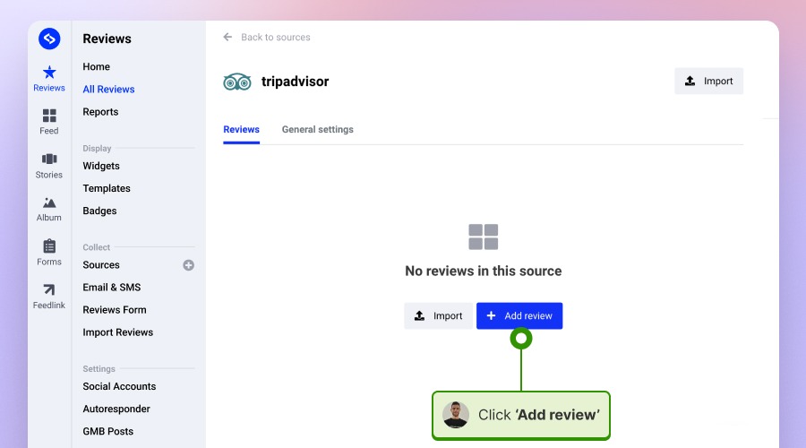 Clicking add review