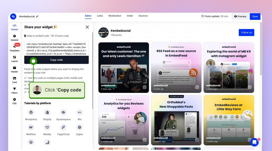 Customizing your Instagram feed widget