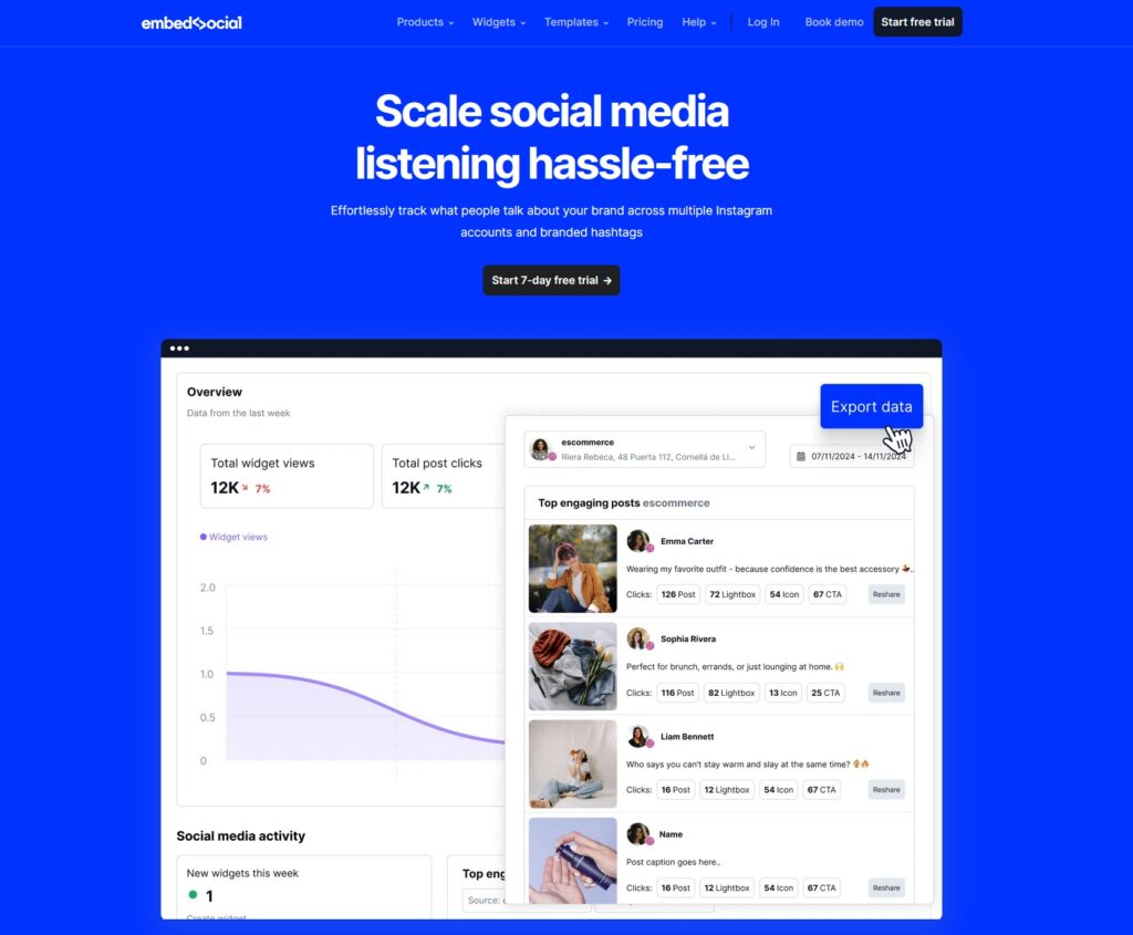 embedsocial social listening tool landing page