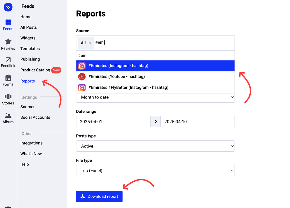 exporting your social media posts report via embedsocial