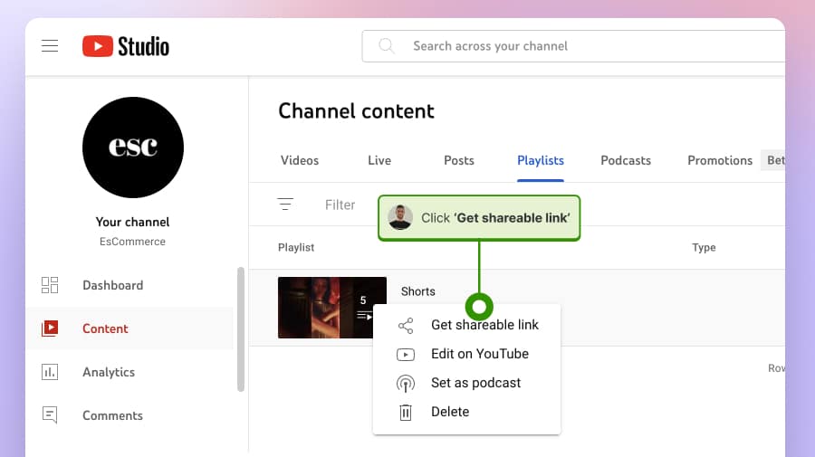 Get sharable link for YouTube playlist