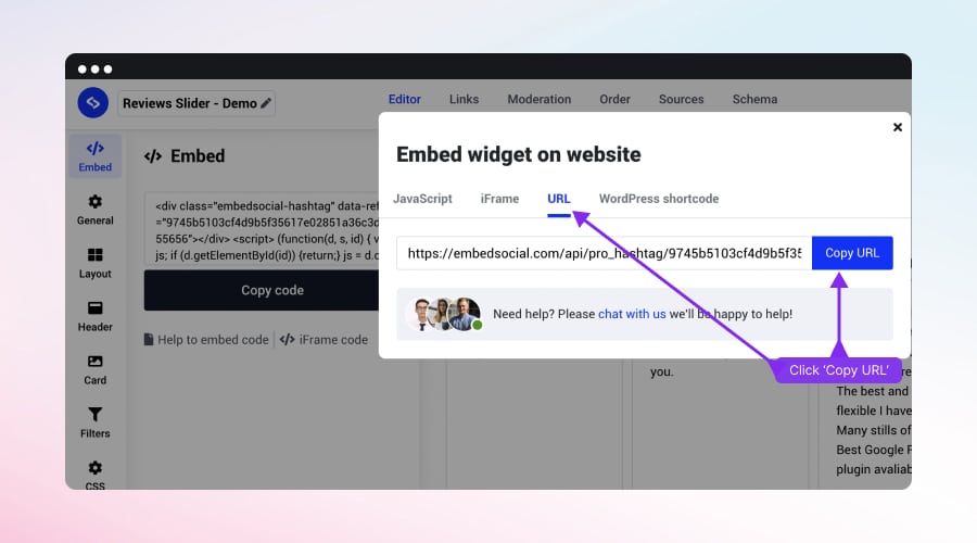 Instagram feed URL
