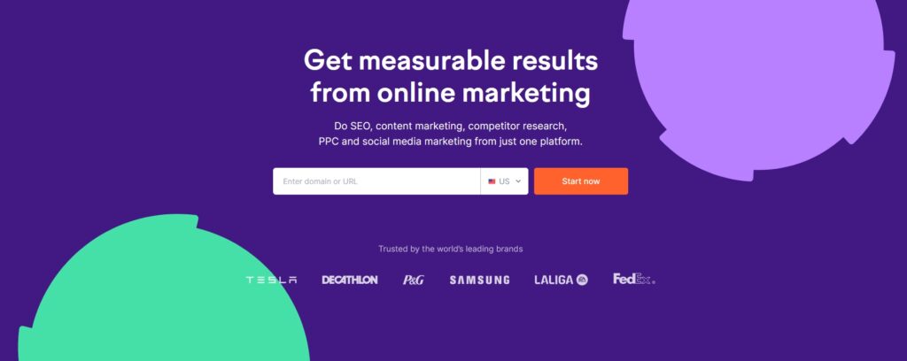 semrush landing page