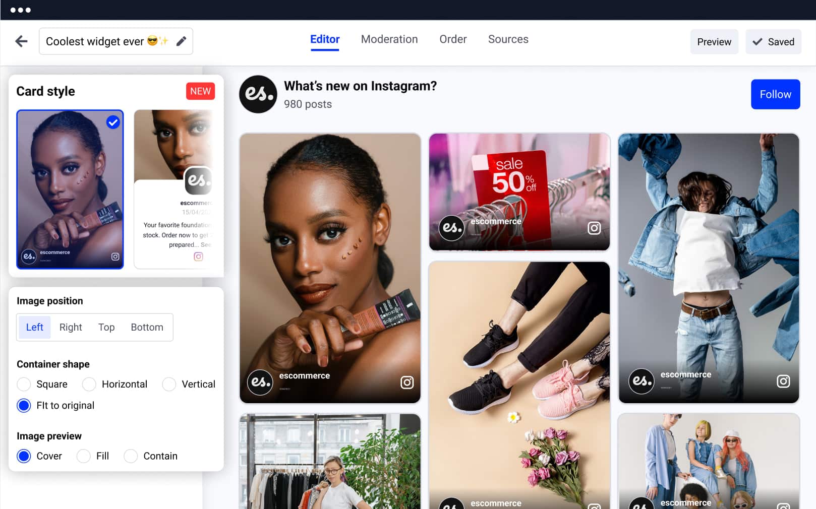 editor to create social media widgets