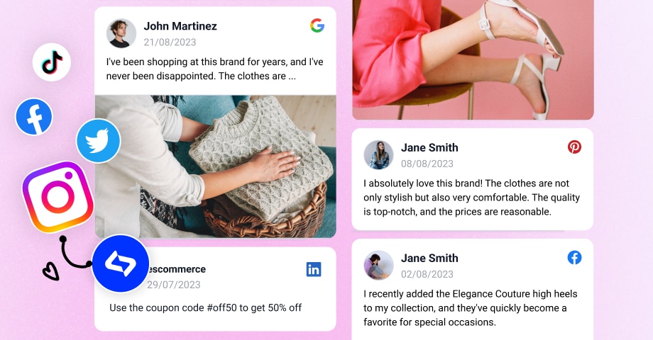 Facebook Instagram TikTok social media feeds for your website