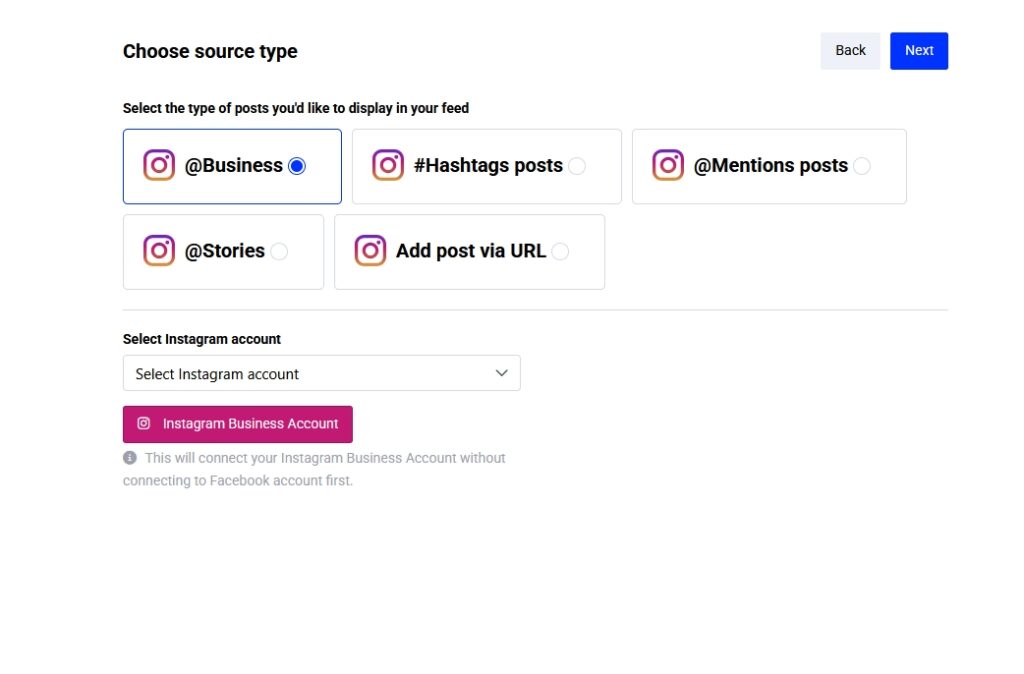 choosing instagram source type in embedsocial
