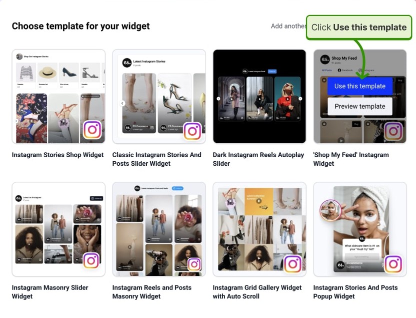Choose Instagram widget template layout in embedsocial
