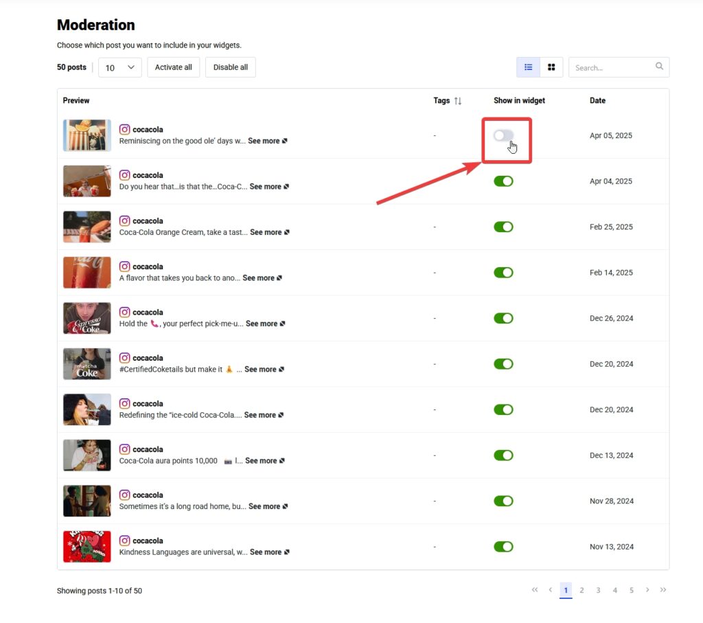 moderating your instagram reels widget in embedsocial