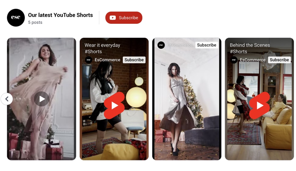 Example of a YouTube Shorts widget